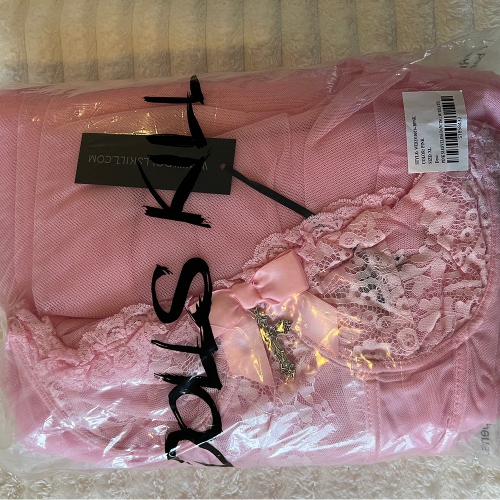 Dolls Kill DANCE WITH DEATH SLEEVELESS MAXI DRESS - PINK xl NWT